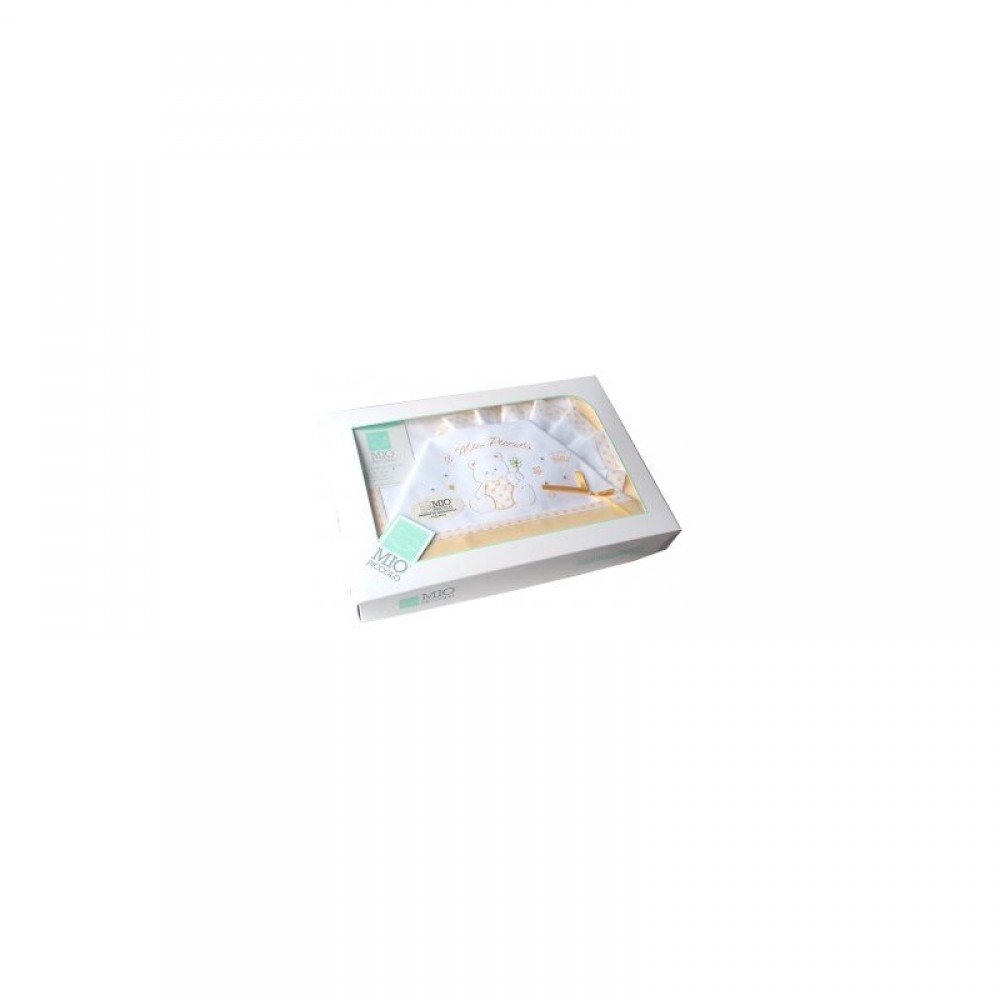 Completo lettino culla Mio Piccolo bimba bimbo neonato lenzuolo ricamo orsetto giallo arancio TU - 4