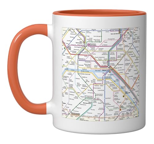 Taza de cerámica vintage mapa metro París 11 oz miniatura 1