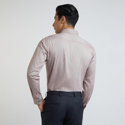 Image of Raymond Men's Slim Fit Solid Pattern Pure Cotton Semi Cut Away Collar Full Sleeve Formal Shirt