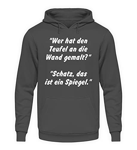 Sweat à capuche gris Teufelsweib large vêtement confort imprimé Diable sur Le Mur