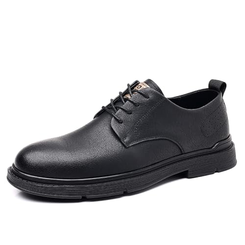 Men's Leather Platform Oxfords Casual Lace Up Comfortable Round Toe Low Heel Business Dress Shoes for Daily Work Office Wedding Derbys Shoes