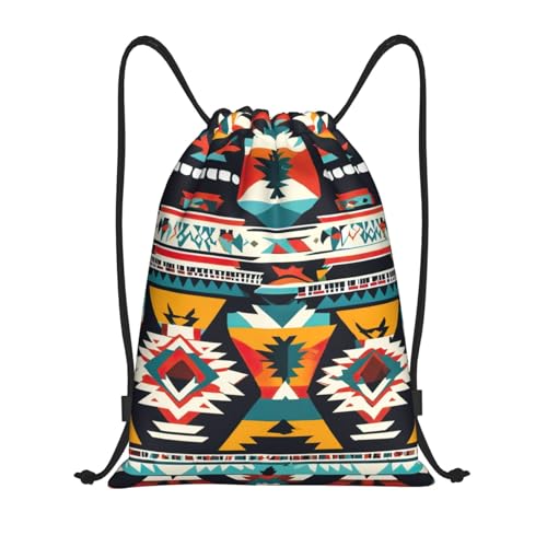 Native American Pattern Print Workout Bag,Gym Drawstring Bag For Men And Women,For Sports,Travel And More