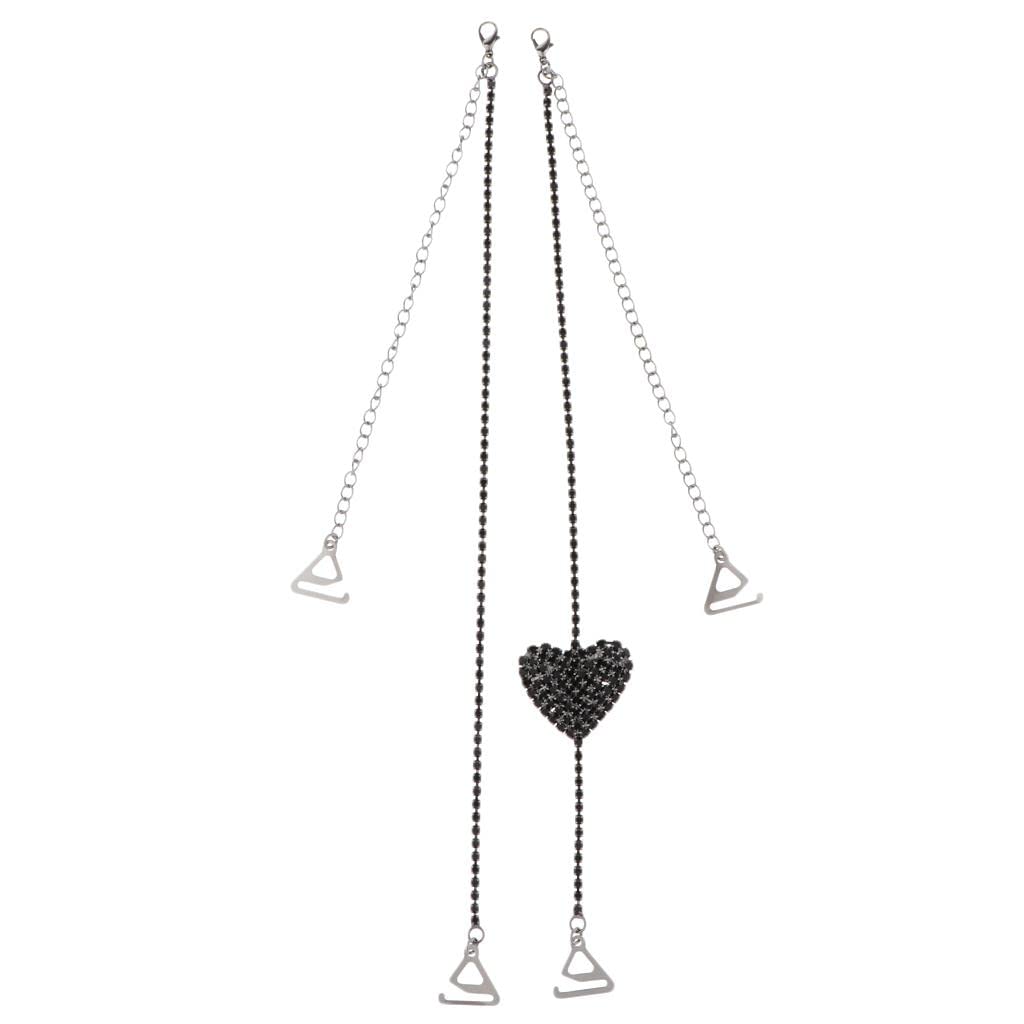 Rhinestone Bra Strap Dual-Chain Adjustable Lingerie Shoulder Strap Black-image-42