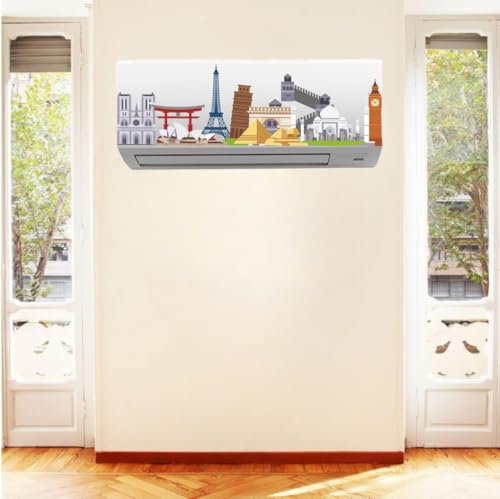 Image of Akki World Monuments AC Sticker | Travel Theme Air Conditioner Vinyl Decal | Famous Landmarks Wall & AC Decoration Sticker