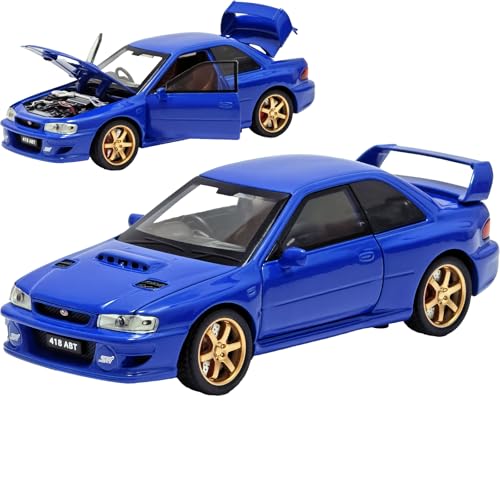ERBADIHAGO Toy Cars Compatible 1998 Impreza 22B Sti 1/32 Metal Model Car Pull Back Car Toys with Light and Sound Toys Car Collectible Model for Children Age 3 + Year Old (Blue)