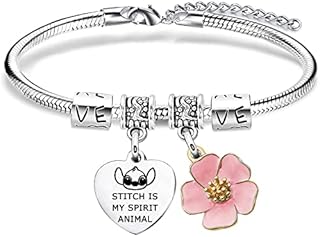 Ghloyza Stitch Gifts For Girls Stitch Bracelets For Fans Women Stitch Is My Spirit Animal Bangle Girl Jewellery Charm Best Friends Birthday Gifts Ohana Gifts For Daughter Friendship Gifts