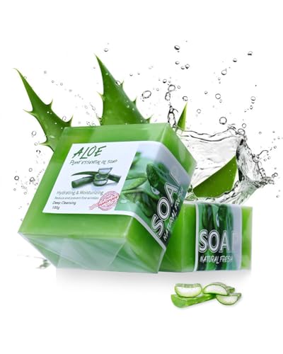 CHBCD Pack de 2 Jabones de Aloe Vera - Jabón de Baño Vegano para Todo Tipo de Piel - Jabón Natural, Ideal como Gel de Ducha y Champú - Premium - Jabón de Baño Natural, Ideal como Gel de Ducha
