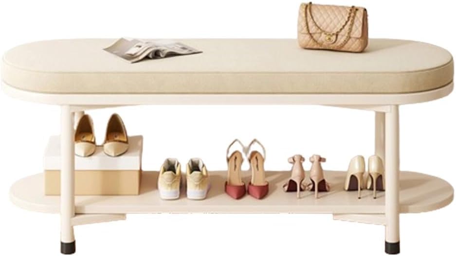 Banc à chaussures de 80 cm avec coussin confortable en métal noir