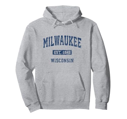 Milwaukee Wisconsin WI Vintage Athletic Sports Design Pullover Hoodie
