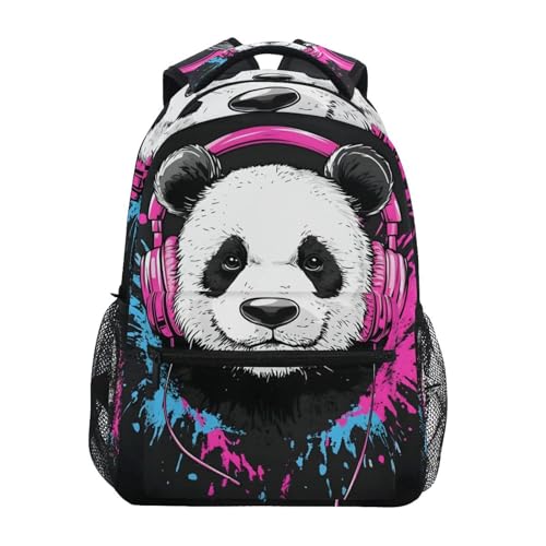 Cute Music Panda Animal Backpack for Boys Girls Elementary School Bookbag Back Pack 202b8706