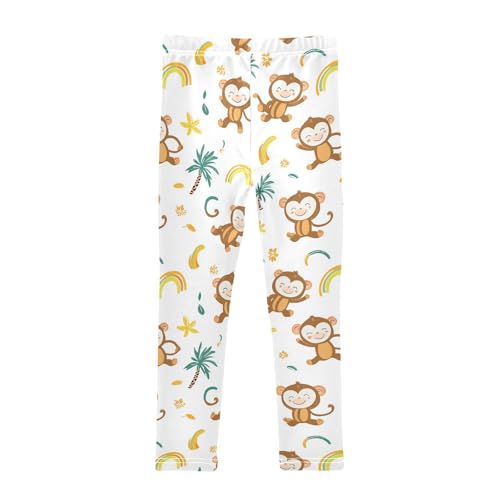 Wusikd Monkeys Girls' Leggings Toddler Doodles Cute Banana Kids Yoga Pants Dance Active Tights 4T2