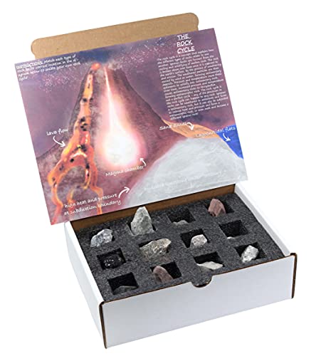 Image of EISCO Rock Cycle Kit - 12 Pieces - Metamorphic, Igneous & Sedimentary Rocks - 1 inch Specimens - Geology Activity for Ages 8+