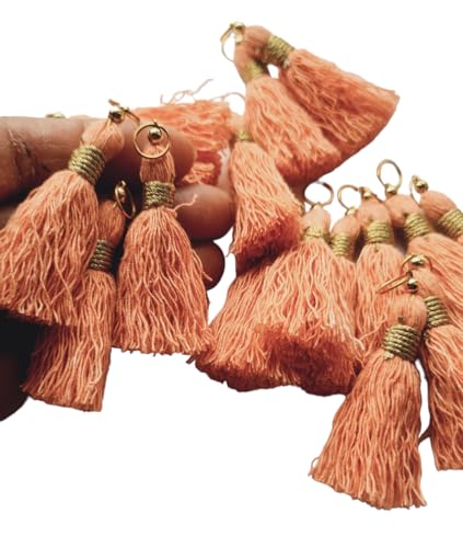 Image of Zippy Flora Micro 1.5 inch Length Cotton Handmade Tassels for Saree /Blouse /Dupatta /DIY /Decor (Pack of 12) (Peach)