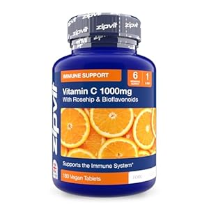 Zipvit Vitamin C 1000mg, 180 High Strength Vitamin C Tablets with Rosehip & Bioflavonoids, Vegan VIT C Supplement, Supports The Immune System and Reduction of Tiredness and Fatigue