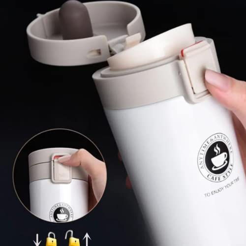 Image of BK 10 IMPORT & EXPORT Vacuum Insulation Cup with Lid, Stainless Steel, Hot & Cold Coffee, Tea for Travelling, Office (White, 360 ml)