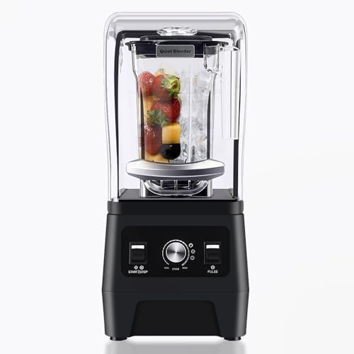 Professional Quiet Blender, Commercial Blender for Shakes and Smoothies with Quiet Shield Sound Enclosure, Noise Reduction blenders for Kitchen with 56oz Jar