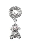 BLINGFACTORY Iced 38 BABY Young Boy Monkey Silver Plated Pendant & 18' 20' 24' Cuban Rope Box Chain Necklace (18' Cuban Chain)