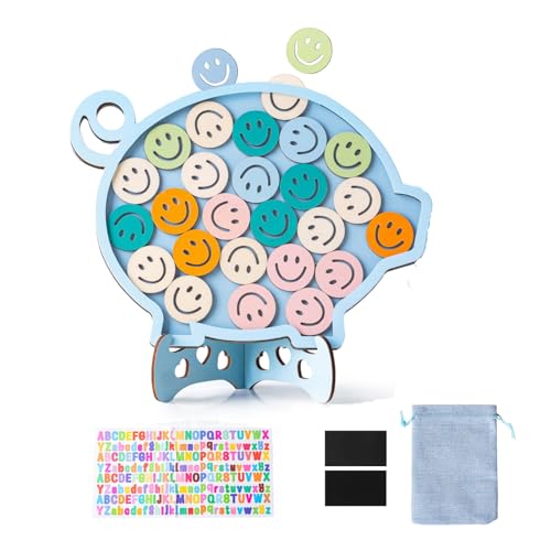 子供用磁気リワードジャー レターステッカー、トイレトレーニングリワードジャー、スタージャーリワードシステム 授業の報酬システム、家事チャート、ポジティブな行動の男の子、女の子へのギフトに最適(ブルー)