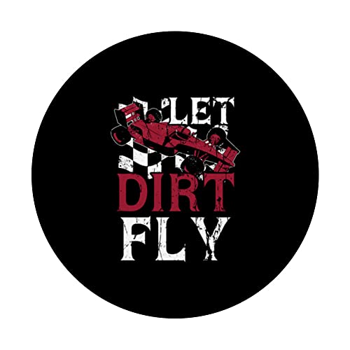 Let Dirt Fly Funny Dirt Track Racing PopSockets Swappable PopGrip, Black - Image 3