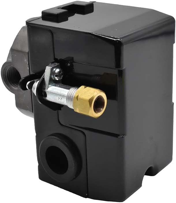 Interstate Pneumatics LF10-4H-HP Pressure Switch - 1/4 inch FPT Four Port - Bend Lever Swicth 135-175 PSI Compatible With Dewalt Hitachi Emglo Makita Porter Cable Ridgid Rolair air compressors