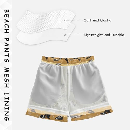 Wusikd Bernese Mountain Dog Boys Swim Trunks Summer Drawstring Toddler Yoga Dogs Poses Swim Board Shorts Boys Bathing Suit Beach Vacation S4