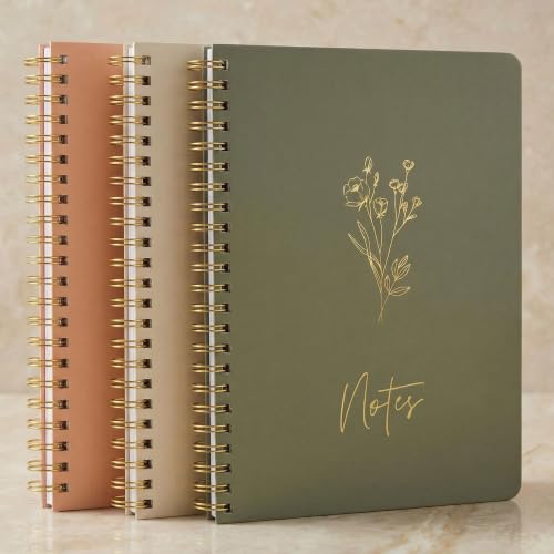 Aesthetic Spiral Notebook Set of 3 For Women - Cute College Ruled Journals
