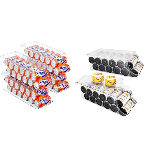 Image of SCAVATA 4 Pack Soda Can Organizer & 2 Pack Skinny Can Organizer for Refrigerator