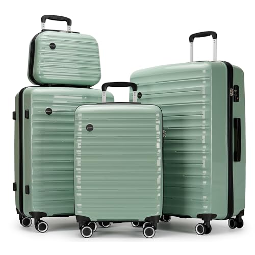 GinzaTravel 4 Piece Hard Shell Luggage Sets Spinner Wheels