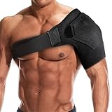 Shoulder Brace,shoulder sling,shoulders pain relief rotator cuff,support brace For injuries and tears,AC joint pain relief,Includes fixed ice pack,bag heating pack,For men or women. Black-Large
