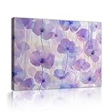 モダンなボヘミアンウォールアートプリントエレガントな淡い紫色の植物と花キャンバスプリント写真家の壁寝室リビングルームバスルームの装飾80x96cmインナーフレーム