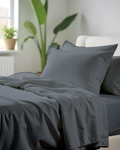 Image of Microfiber Double Size Bedsheet with 2 Pillow Covers | Ultra Soft & Breathable Flat Sheet | Wrinkle-Resistant, Premium Comfort for Everyday Use |Size (90 inch x 100 inch) Dark Grey