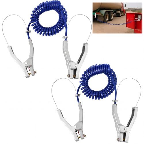 Copkim 2 Sets 16.4ft Insulated Grounding Cable with Clamp, Blue