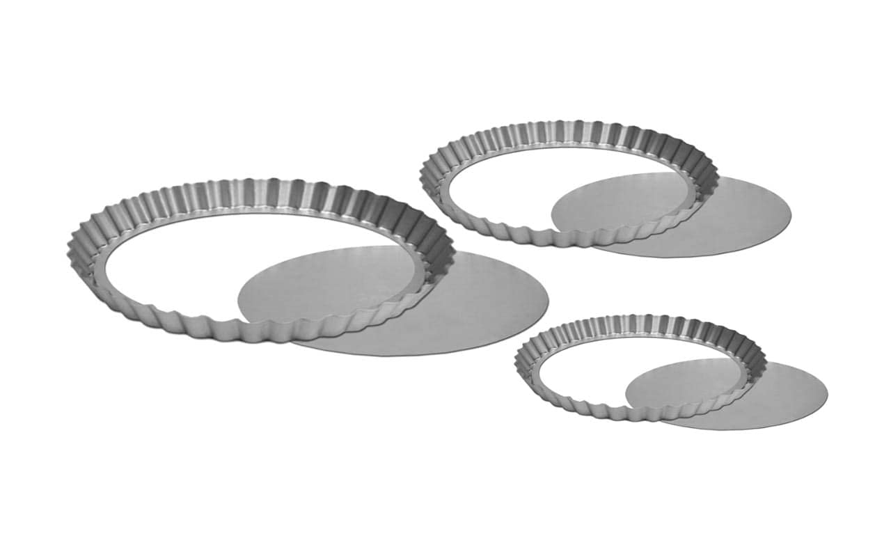 MS Enterprises Set of 3 pcs (8" 9" 10") Almunium Pie Dish Quiche Pan Tart Mould with Removable Bottom for Baking in OTG Oven. 1