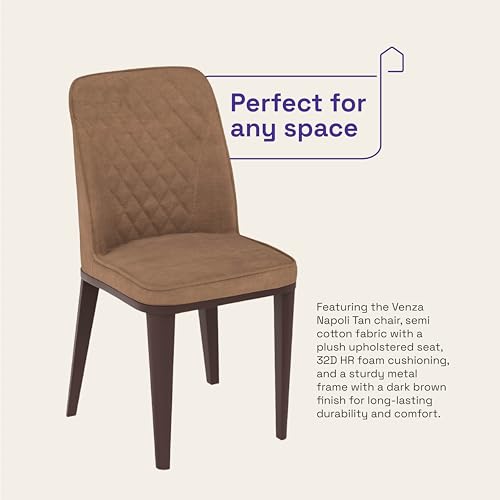 Image of Wakefit Venza Metal Dining Chair - Napoli Tan