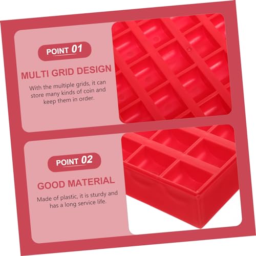 Caja organizadora de monedas multifuncional roja plástico miniatura 5