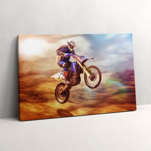 Motocycliste dans le désert peinture sur toile Wallfluent de qualité supérieure
