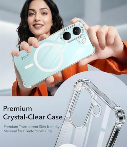 Image of Jkobi Shockproof Crystal-Clear Back Cover for Poco X8 Pro (Magsafe Wireless Support | Drop & Camera Protection | Hard Polycarbonate)