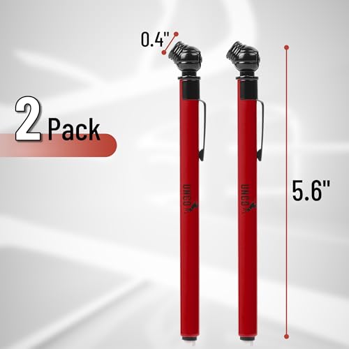 Image of UNCO- Pencil Tire Pressure Gauge, 2 Pack, 10-75 PSI, Red, Stainless Steel Body, Metal Made Nozzle, Rust and Corrosion Resistant, Pencil Air Pressure Gauge for Tires, 3 Measurements for Cars, Bikes