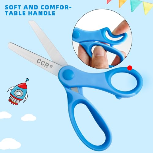 CCR Kinderschere,14cmSchere Schule mit Soft-Griff,Abgerundeten Spitzen fürIdeal für Haus,Schule,Kunst- und Bastelbedarf von Kindern Mehrfarbig,4 Stück