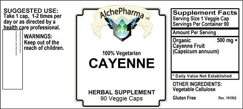AlchePharma Organic Cayenne Fruit Capsules