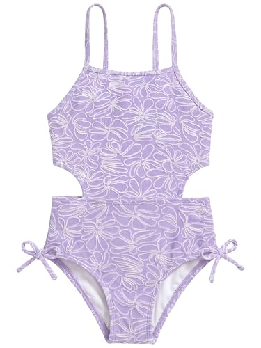 Image of LIZENS Girls One Piece Swimwear Cut Out Floral Print 2-12Years Bow Beach Bathing Swimsuit