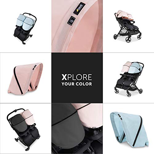 Hauck Zwillingsbuggy Swift X Duo, Einhändig Klappbar, mit Liegefunktion ab Geburt, für 2 Kinder bis je 15 kg, Korb bis 6 kg, Pannensichere Räder (Schwarz)