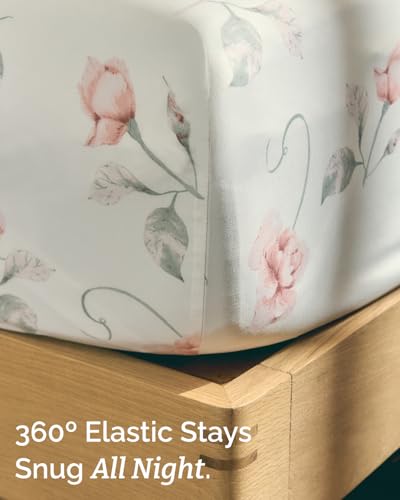 Image of Full 4 Piece Boho Botanical Floral Sheet Set - Soft & Cooling - Rosebud
