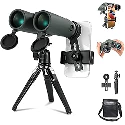 Tripode Prismaticos Astronomia NEEWER 10X42 ED Juego de Binoculares con Soporte para Móvil/Trípode de Metal/Bolsa,IPX7 Impermeable FMC BAK-4 Prism Smartphone Spotting Scope para Observación de Aves/Vida Silvestre/Astronomía,LS-T21
