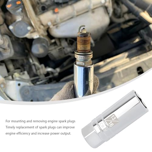Image of Salior 13 /16 inch Magnetic Spark Plug Socket,6-Point 3 /8 inch Drive Thin Wall Spark Plug Socket,Universal Spark Plug Removal Tool Car Accessories for Most Cars Trucks SUVs (13 /16 inch)