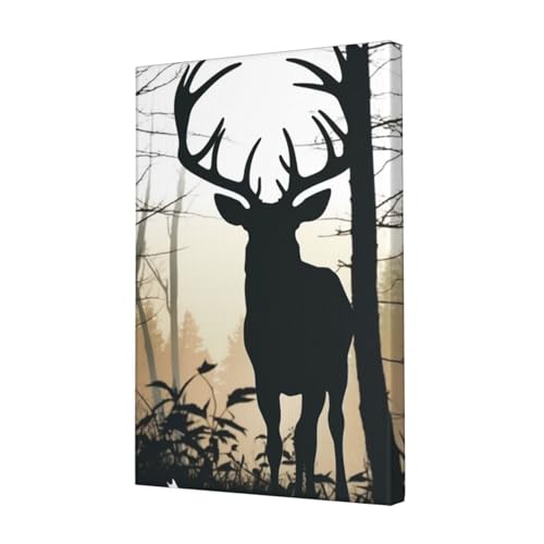 Impression HD silhouette de cerf sur toile premium 30x45cm