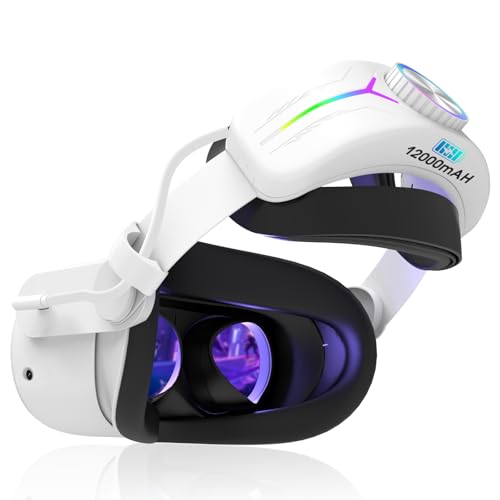 Eyglo RGB Sangle Compatible avec Quest 3S/3, Remplacement de la Sangle Elite Quest 3S/3 avec Batterie 12000mAh, Amélioration du Confort et du Support VR,Accessoires...