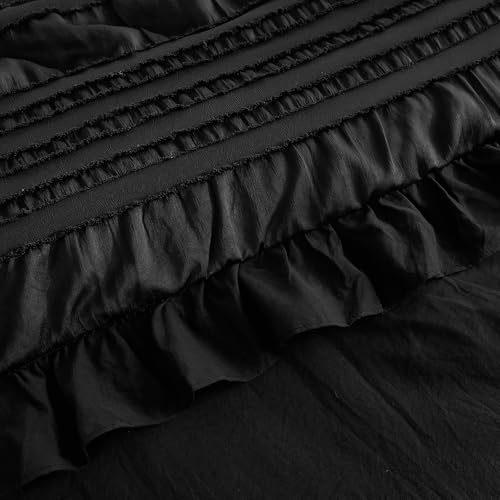 Edredón king negro antiproblemas de planchado estilo chic 7