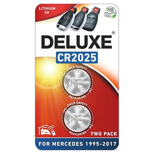 Key Fob Replacement Batteries for Mercedes-Benz CR2025 (C-Class E-Class ML S-Class Sprinter GLC GL CLA CLK GLE GLA SLK SL CLS GLS R C300 E350 ML350 C280) Remote Key (Pack of 2) (Check Fitment Guide)