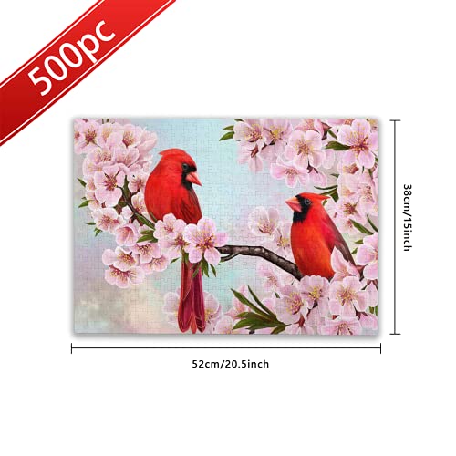 Cardinals Puzzle 500 Piece Puzzles For Adults Kids Red Cardinals Birds Wooden Jigsaw Family Game Educational Games Bird Puzzles Spring Flowers Birds Jigsaws #TOP1